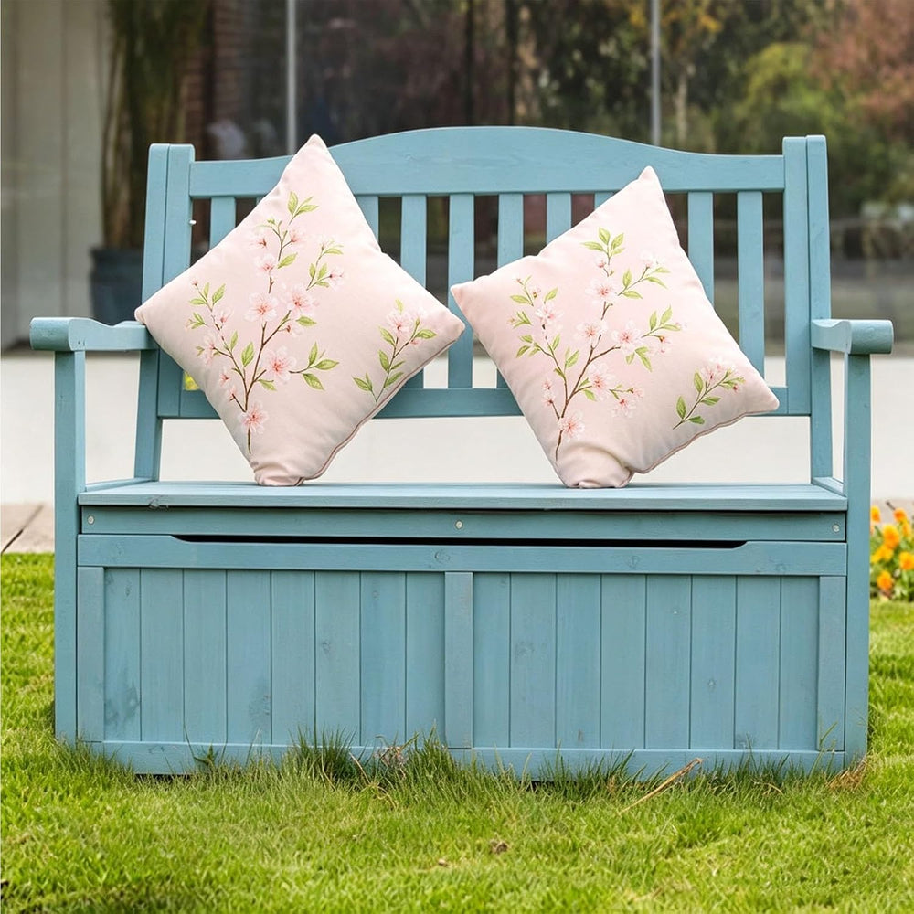 Deck Box Storage Bench, Patio Furniture, Solid Wood, Waterproof, with Armrest...