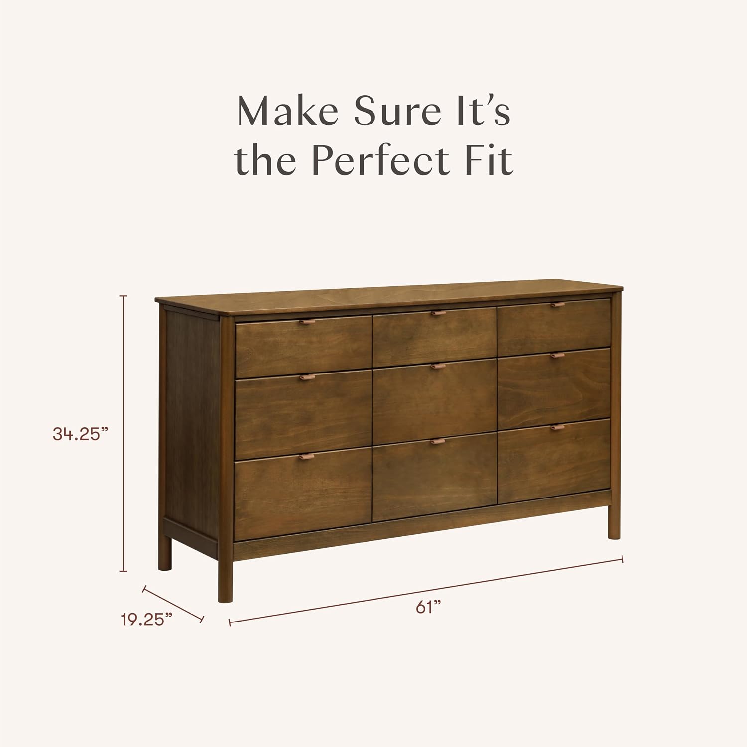 Babyletto Kids 9-Drawer Baby Dresser, GREENGUARD Certified, Natural Walnut | TSCA-Compliant, Boho-Inspired Wooden Dresser for Nursery, Bedroom & Living Room, Ships Fully Assembled, Anti-Tip Kit Included