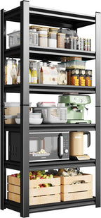 6-Tier Metal Storage Shelves,Adjustable Heavy Duty Shelving Units,Kitchen Shelves Organizer,3300 LBS,Standing Shelf for Pantry Garage Laundry Room (77" H*35.4" W*17.7" D)