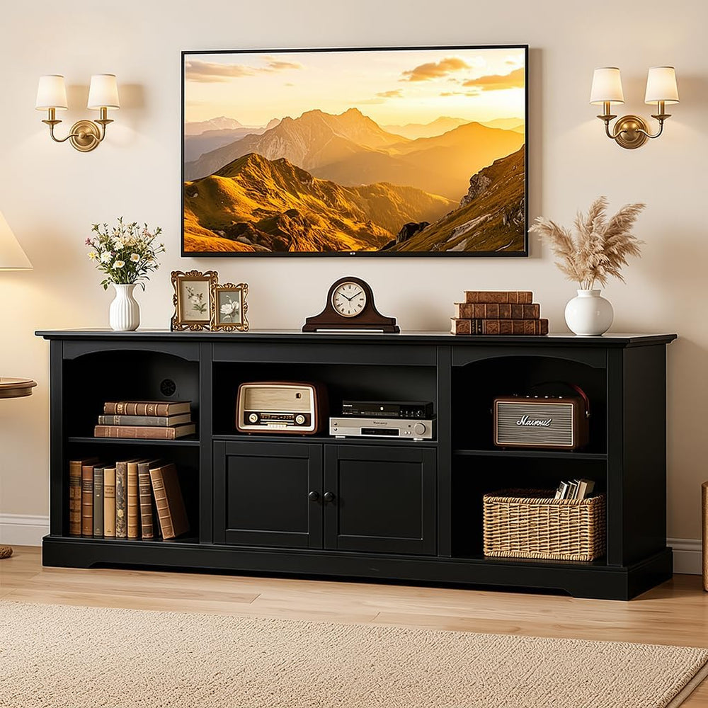 LUCKLIFE 71" TV Stand for TVs up to 80 Inch,Modern Farmhouse Entertainme...