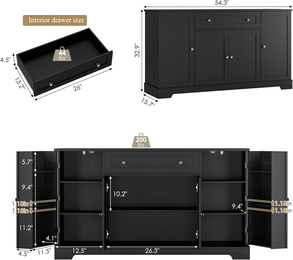 HITHOS 54" Buffet Cabinet with Storage, Modern Kitchen Buffet Sideboard ...