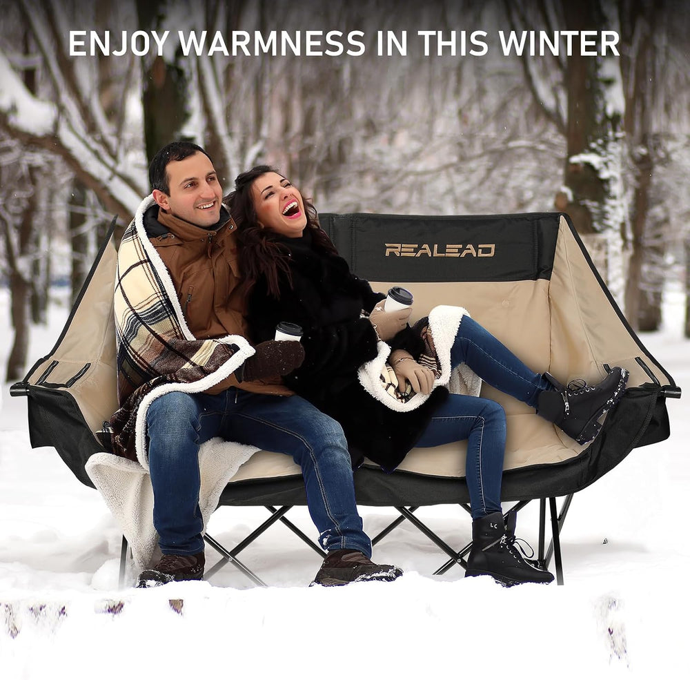 REALEAD Heated Double Camping Chair - Heated Loveseat Camping Chairs for Adul...
