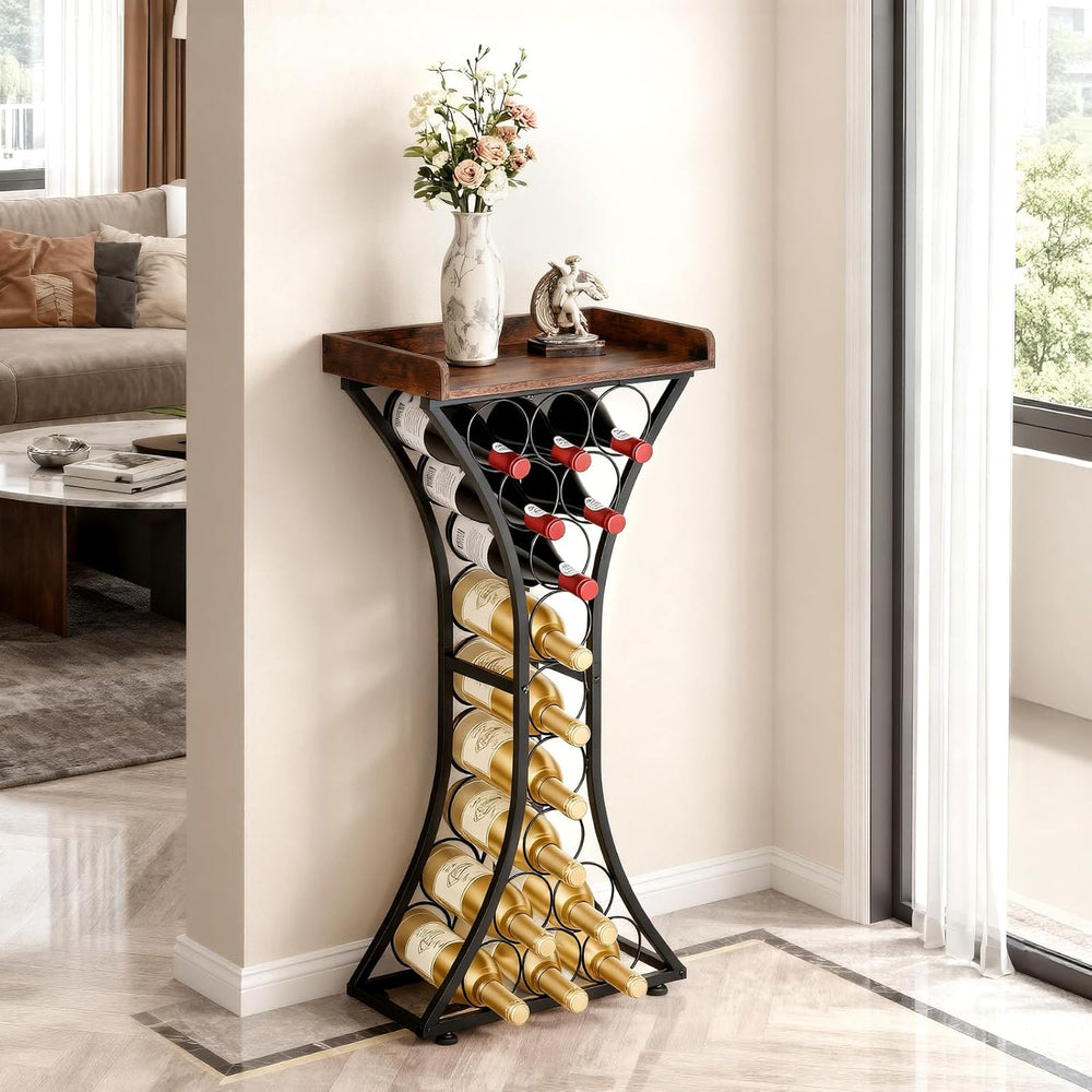 VEVOR 15 Bottle Wine Rack,Iron Freestanding Floor Wine Holder, Mini Bar Stand...