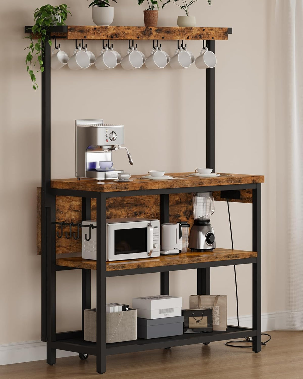 CHOEZON Kitchen Island with Power Outlet, Kitchen Island Table with Folding T...