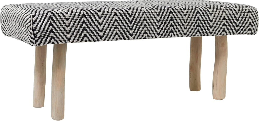 Deco 79 Polyester Chevron Bench with Wood Legs, 48" x 18" x 20&quot...
