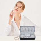 Travel Jewelry Case Organizer, Portable Jewellery Box for Women Jewelry Travel Organizer for Rings Earrings Necklaces Bracelets Watch, Black C