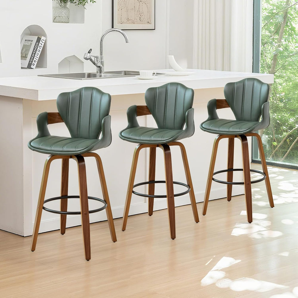 24.8" Swivel Bar Stools Set of 3,Mid Century Modern Counter Height Bar S...