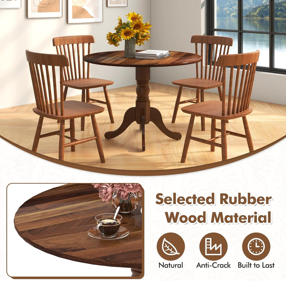 Giantex 39-Inches Round Rubber Wood Dining Table for 4 with Legs, 220 Lbs Cap...