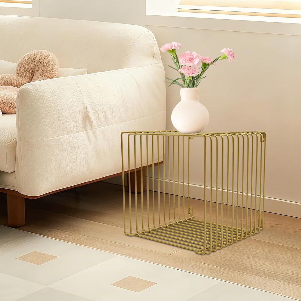 Retro Side Table, Industrial Night Stand, Wire Cube Storage Rack, Coffee Tabl...