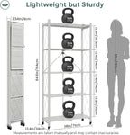 DEANIC 5 Tier Foldable Storage Shelves with Wheels, Large Capacity Shelving Unit, Freestanding Metal Wire Shelf Rack, No Assembly Organizer Rack for Garage Kitchen, Basement, Pantry(Grey Pack of 4)