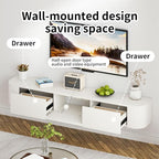 SHGJ&SOFT Floating TV Stand Wall Mounted Media Console with Door Entertainment Centerwith Storage Cabinets, Wall Mounted TV Shelf for Bedroom,Living Room (White, 55.1IN)