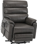 DYNOX 400 lbs Big and Tall Seniors Extended Footrest Power Lift Recliner Chair, Dual Motor, Extra-Wide Seat, Lay Flat, Heat & Massage, USB-C, Faux Leather Grey, 9298L