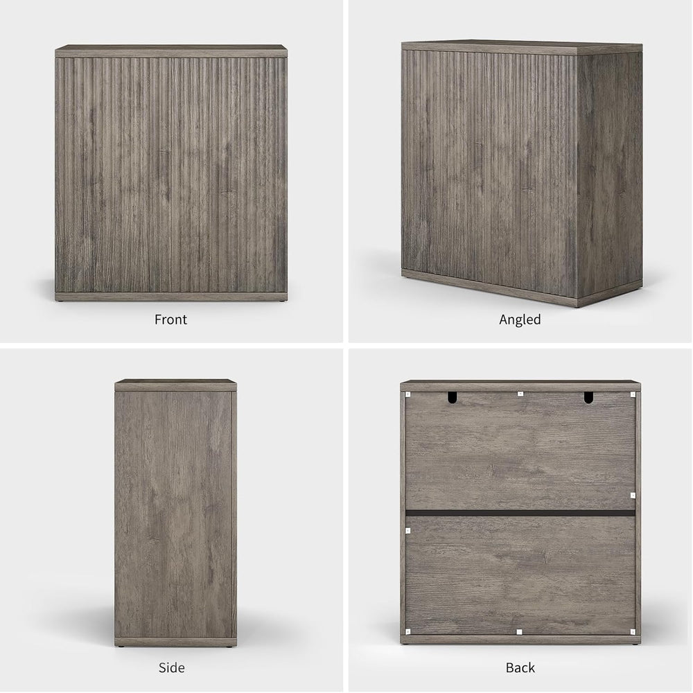 Fluted Sideboard Buffet Cabinet with Storage, Wood Sideboard Cabinet with Doo...