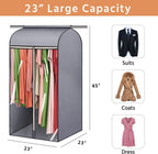45'' Hanging Garment Bags for Closet Storage Sealed Completely Jackets Coats Suits Clothes Rack Cover for Wardrobe with Clear PVC Window and 3 Zippers Opening