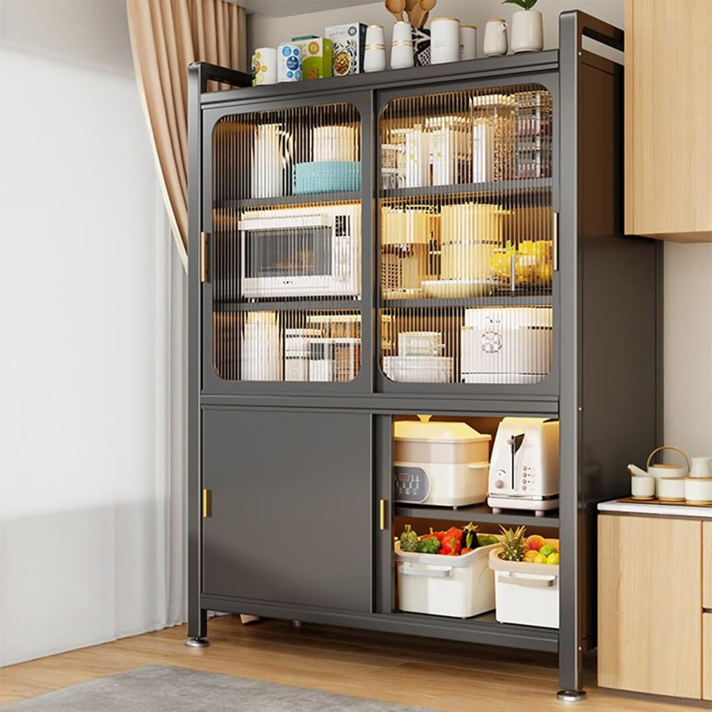 Kitchen Pantry Cabinet with Adjustable Shelves and Doors, Tall Storage Cabinet, Freestanding Kitchen Cupboard, for Bedroom, Dining Room, Office(Gray,187x80cm/73.6x31.5in)