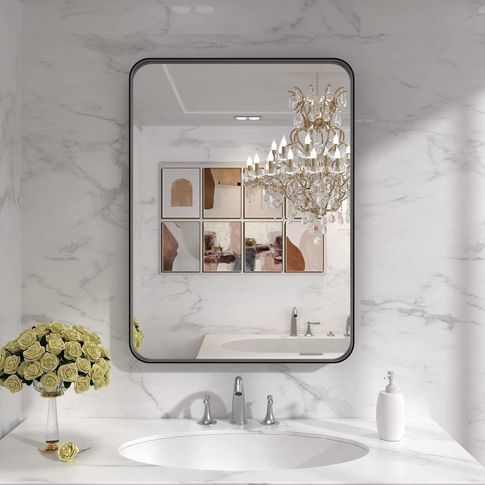 LOAAO 22X30 Inch Black Bathroom Mirror Metal Framed