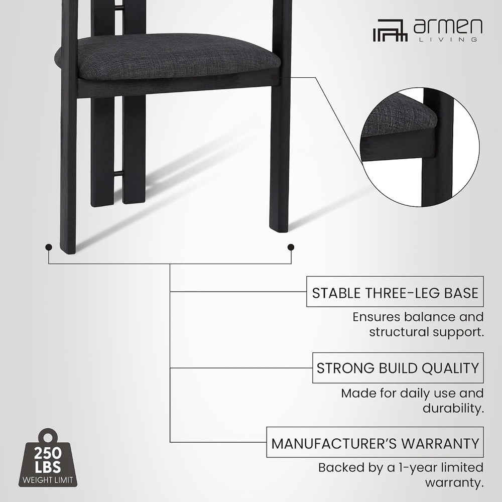 Armen Living Jazmin Contemporary Dining Chair in Black Brushed Wood Finish an...