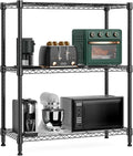 750 lbs 3 Tier Storage Rack Metal Wire Shelving Unit, Storage Standing Shelf Organizer for Laundry Bathroom Kitchen Pantry Closet Garage Basement Utility Room, Black 13.8" D x 29.5" W x 35.5" H