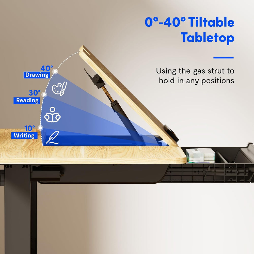 FLEXISPOT Electric Drafting Table Adjustable Height 47.2"x23.6" Sta...