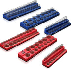6-Piece Magnetic Socket Organizer Set, Magnetic Socket Holder Includes 1/4", 3/8", 1/2" Drive Metric SAE Socket Trays,Holds Standard and Deep Sockets (6-Piece Magnetic Socket Organizer)