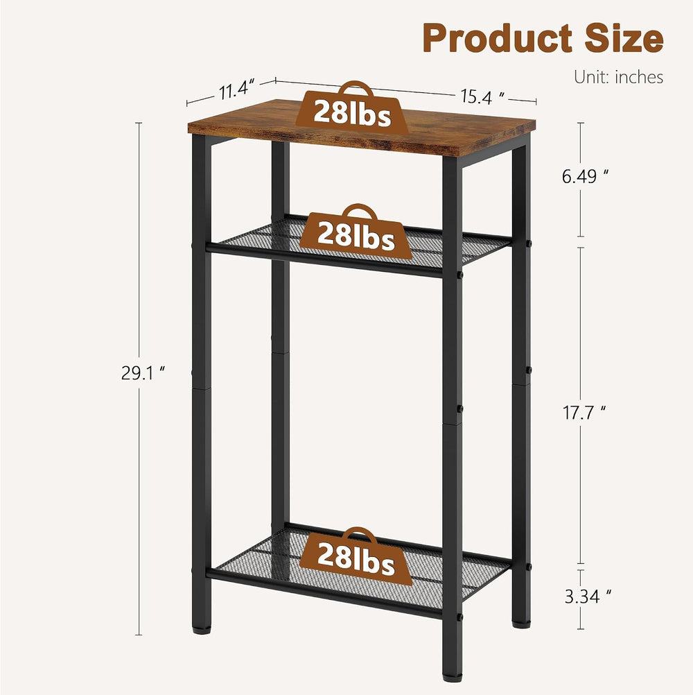Hoctieon 2-Set 3 Tier End Table, Telephone Table Set of 2, Tall Side Table wi...
