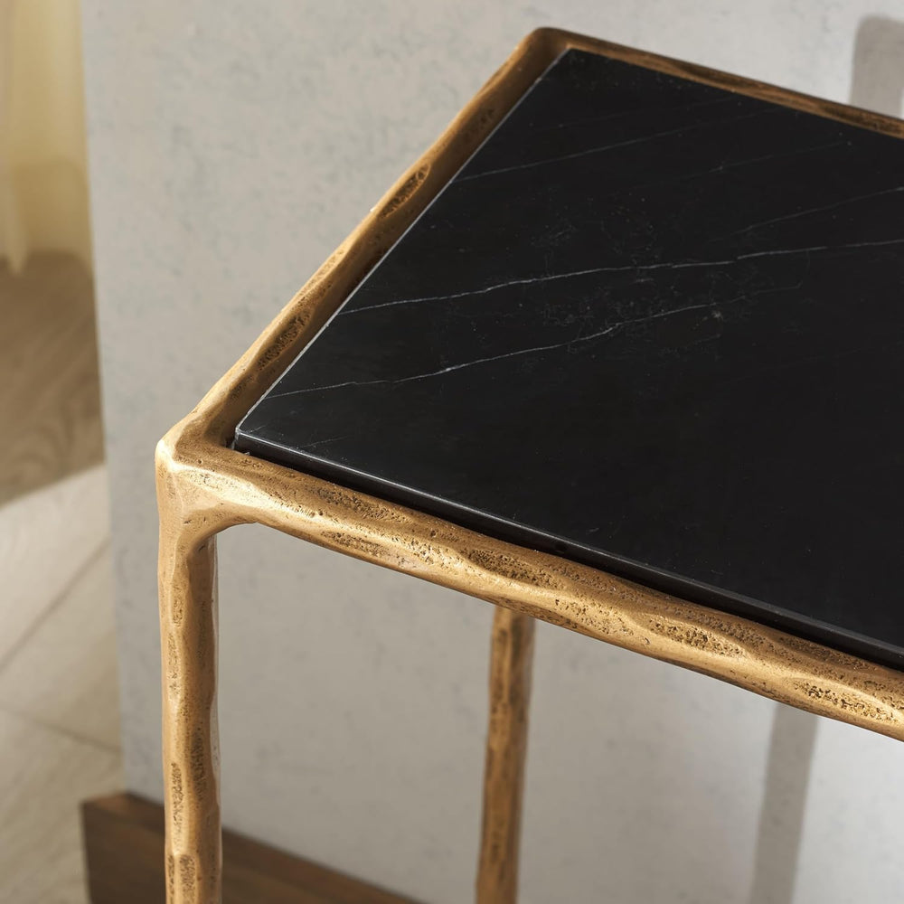 SAFAVIEH Couture Collection Jessa Brass Base & Black Marble Top Rectangul...