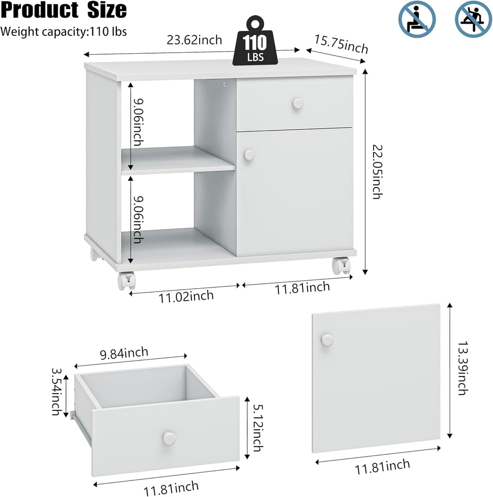 Quikraen Wooden Rolling File Cabinet with Open Shelves & Lockable Door, 2...