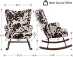 Shunzhi Modern Nursery Rocking Chair with Armrest, Upholstered Lazy Chair Tufted Side Chair Padded Reading Chair Comfy Club Chair Accent Chair for Living Room Bedroom Office Small Spaces, Cow