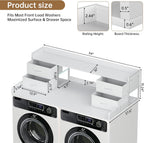 4 Drawers Washer Dryer Countertop with Shelf, 27.5" D x 54" W Laundry Topper with 3.54" High Guardrails and Non-Slip Pads,Extra Storage Organizer for Over Washer and Dryer, Holds 66 Lbs,White