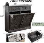 Double Tilt Out Laundry Hamper Cabinet,10 Gallon Laundry Cabinet with Drawers ＆ 2 Hidden Baskets, Farmhouse Storage Basket for Laundry Room, Bathroom, Kitchen, Gray