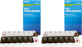 Amazon Basic Care 7-Day AM/PM Pill Organizer | Large Compartments | 2 Times Daily | Black and Clear Lids | Pack of 2