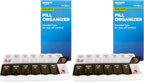 Amazon Basic Care 7-Day AM/PM Pill Organizer | Large Compartments | 2 Times Daily | Black and Clear Lids | Pack of 2