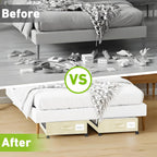 Under Bed Storage with Wheels, 4-Pack UnderBed Storage Containers with Clear Lids, Under Bed Shoe Storage Organizer, Rolling Under Bed Storage for Clothes Shoes Blankets (Beige)