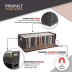 Stock Your Home CD Storage Box, Organizer Shelf for Movie Cases, DVDs, Cassette Tape Display Stand, Disc Holder Can Store Up to 40 CDs, Faux Leather (Brown)