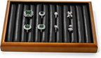 Oirlv Solid Wood 11 Slots Ring Tray Jewelry Organizer Tray Jewelry Drawer Organizer(Black)