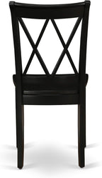 East West Furniture SHCL5-BLK-W 5 Piece Dining Room Table Set Includes a Round Wooden Table with Pedestal and 4 Kitchen Dining Chairs, 42x42 Inch, Black
