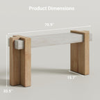 S.E.C.D 70.9-Inch Modern Console Table, Geometric Minimalism Entryway Sofa Table, Long Wood Foyer Tables for Entryway, Hallway, Living Room, Limestone and Natural Oak