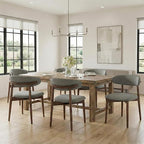 Dining Room Chairs Set of 6, Upholstered Farmhouse Dining Chairs, Modern Fabric Kitchen Chairs with Solid Wood Leg,Green
