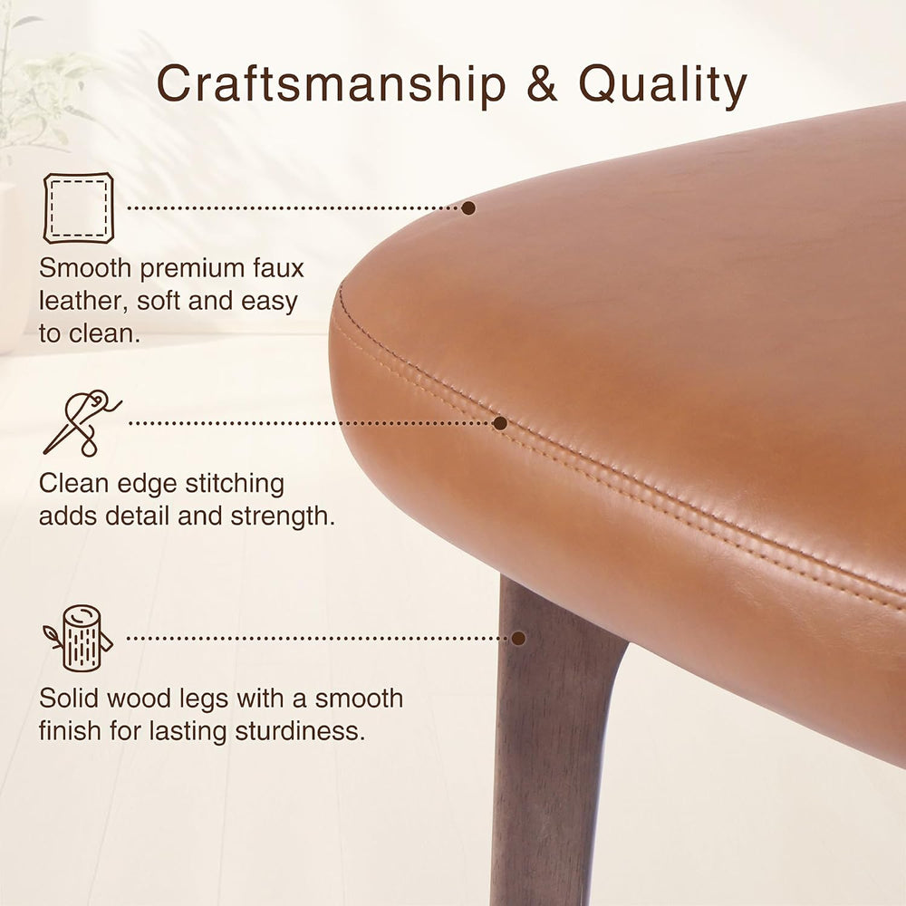 YOUNIKE Wooden Dining Chair, Faux Leather Upholstered Dining Room Chair Kitch...