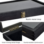 MOOCA Body Jewelry Display Tempered Glass Case with 54 Clips, Black Velvet | Jewelry display case with a tempered-glass lid and 54-clip pad organizes belly rings, tongue rings, and barbells.