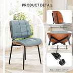 Dining Chairs Set of 8, Mid Century Modern Dining Room Chair with Thick Cushion, Upholstered Faux Leather Kitchen Chairs with Walnut Bentwood Back for Kitchen Dining Room, Blue
