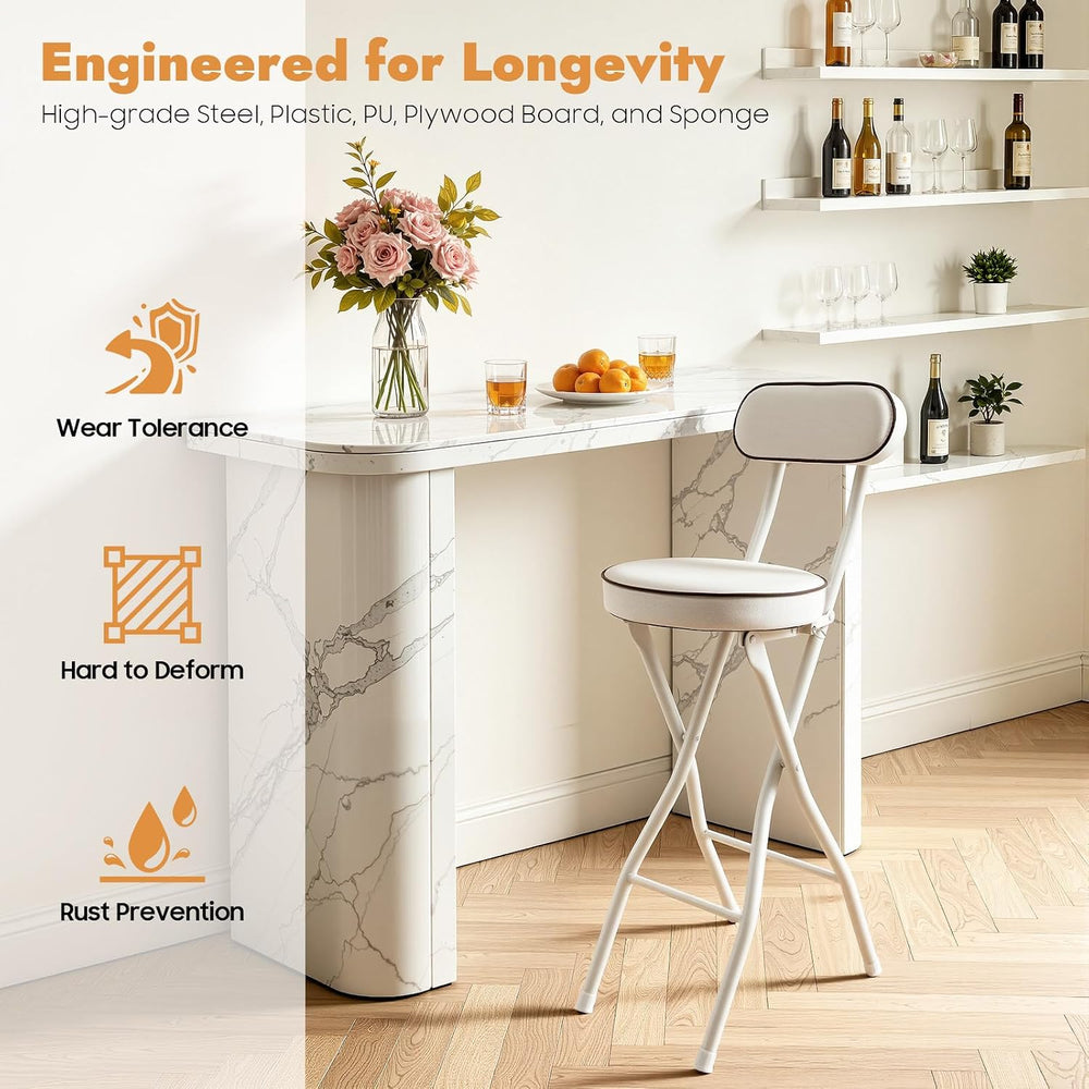 2PCS Folding Stool Cushioned Padded Folding Stool with 275.6lbs Capacity Fold...
