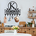 Personalized Key Holder Wall Mount - Custom Family Name Key Holder for Wall, Metal Key Rack Hook Organizer, Coat Rack, Key Hanger Wall Decor for Kitchen, Entryway, Hallway, Bedroom