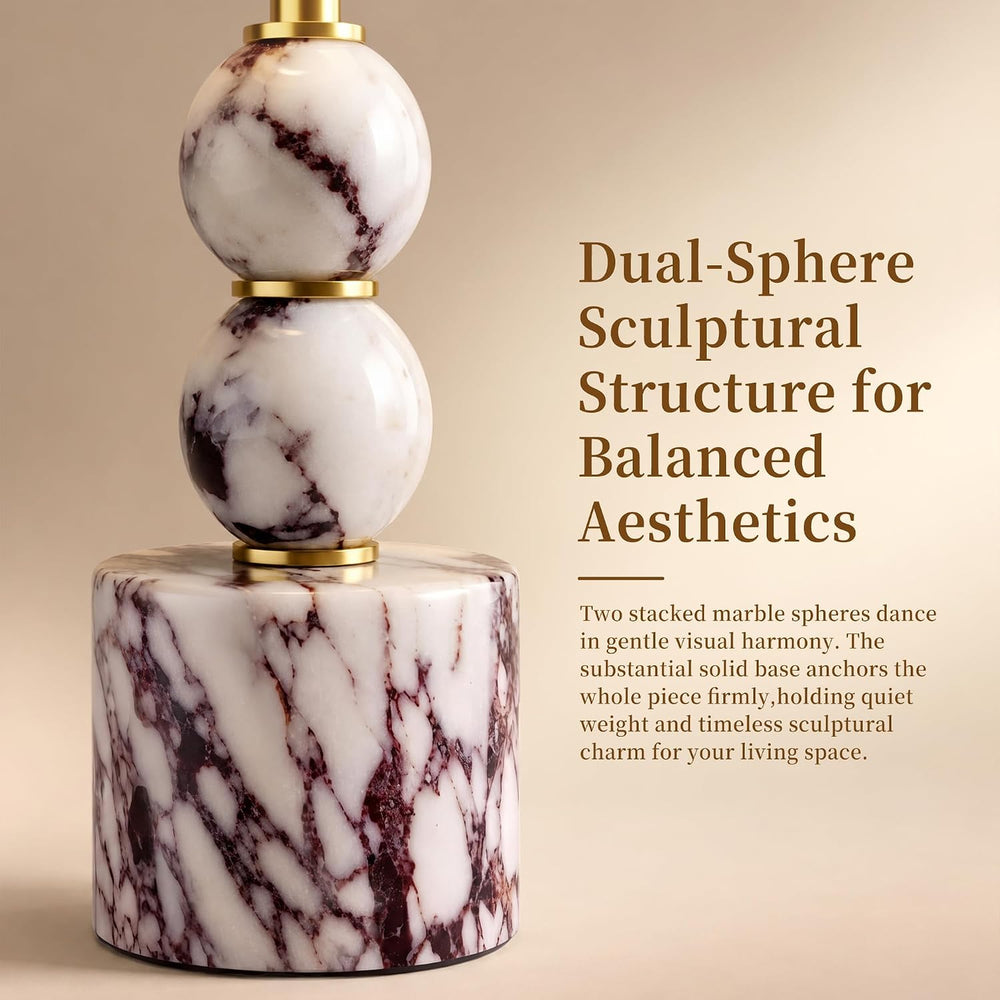 AOPO Marble Table Lamp Calacatta Natural Cordless lamp, Home Decor, 14.4"