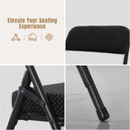 Folding Chair with Thick Cushioned Seat, Padded Metal Frame Foldable Chairs for Home Office Party Wedding Indoor Outdoor Use, Heavy Duty Comfortable Portable Dining Chairs, 1 Pack, Black