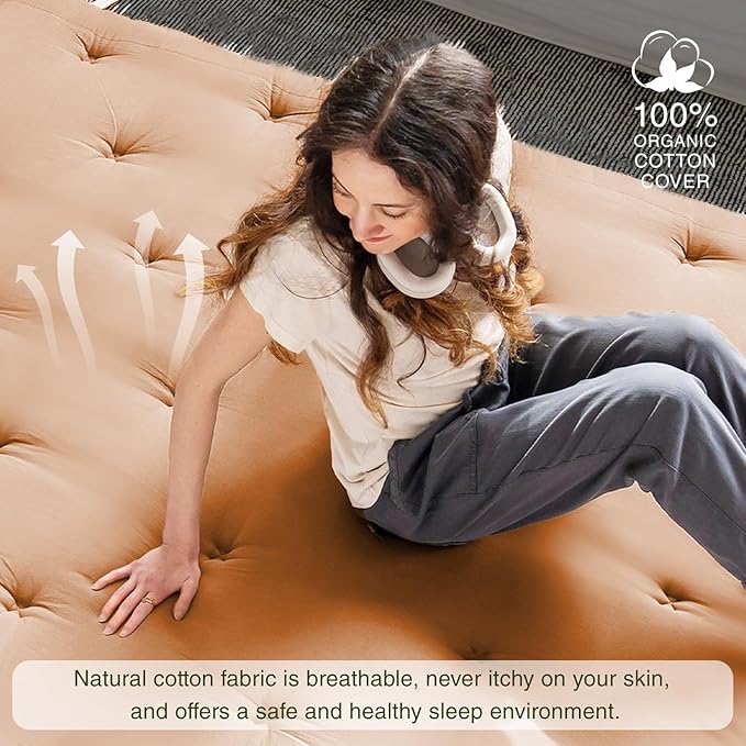 ZonLi Japanese Floor Futon Mattress Twin Size 39"x 80",100% Cotton Cover 2.5'' Thicken Tatami Mattress,Foldable Sleeping Pad,Portable Dormitory Tatami Mat,Roll Up Floor Lounger Bed for Adult (Burro)