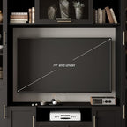 4-Piece Wall Unit TV Stand for TVs Up to 70", Modern Entertainment TV Wall Unit with LED Light, Large Wall Media Center for Living Room, Black