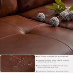 TYBOATLE Sofa Couch 61" Small Loveseat Couches for Living Room Chestnut Brown Leather Couch Mid Century Modern Tufted Mini Sofa Comfy Office 2 Seat Settee Love Seat for Small Spaces Bedroom