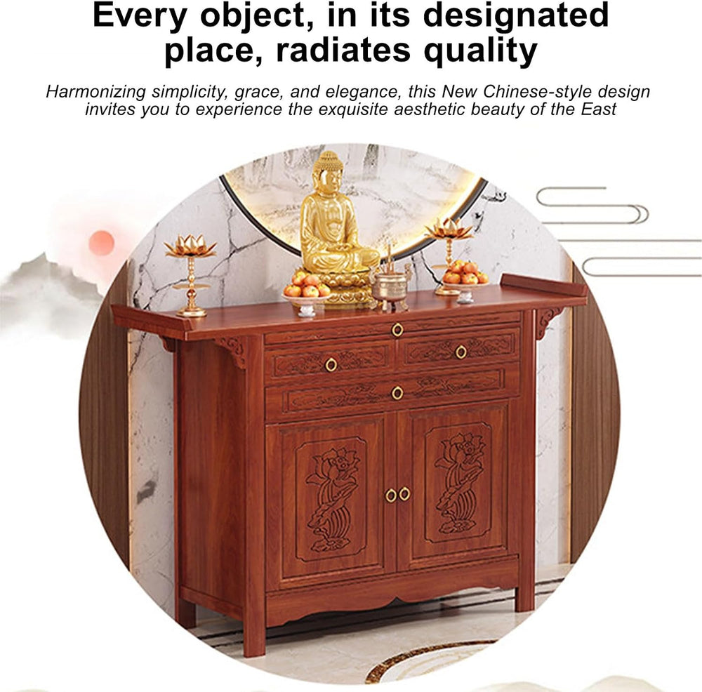 Free Standing Altar Table, Multifunction Meditation Altar Table with Drawer a...