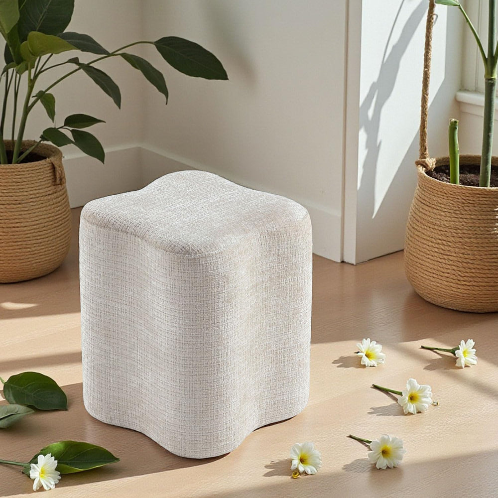 Get Set Style 14.4 Inch Flowers Shaped Ottoman,Modern Chenille Ottoman Vanity...